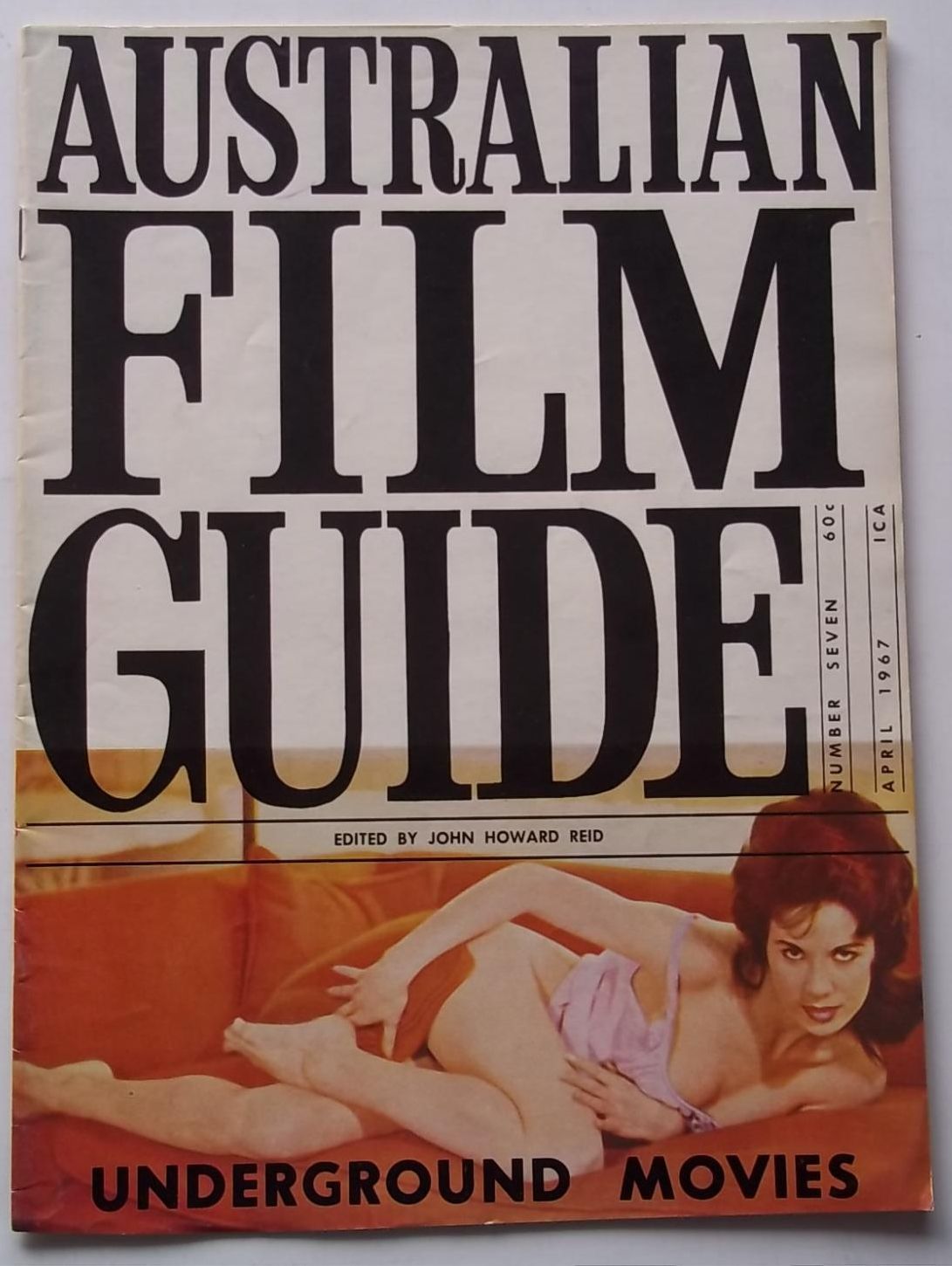 AUSTRALIAN FILM GUIDE magazine side cover Issue 7 April 1967
