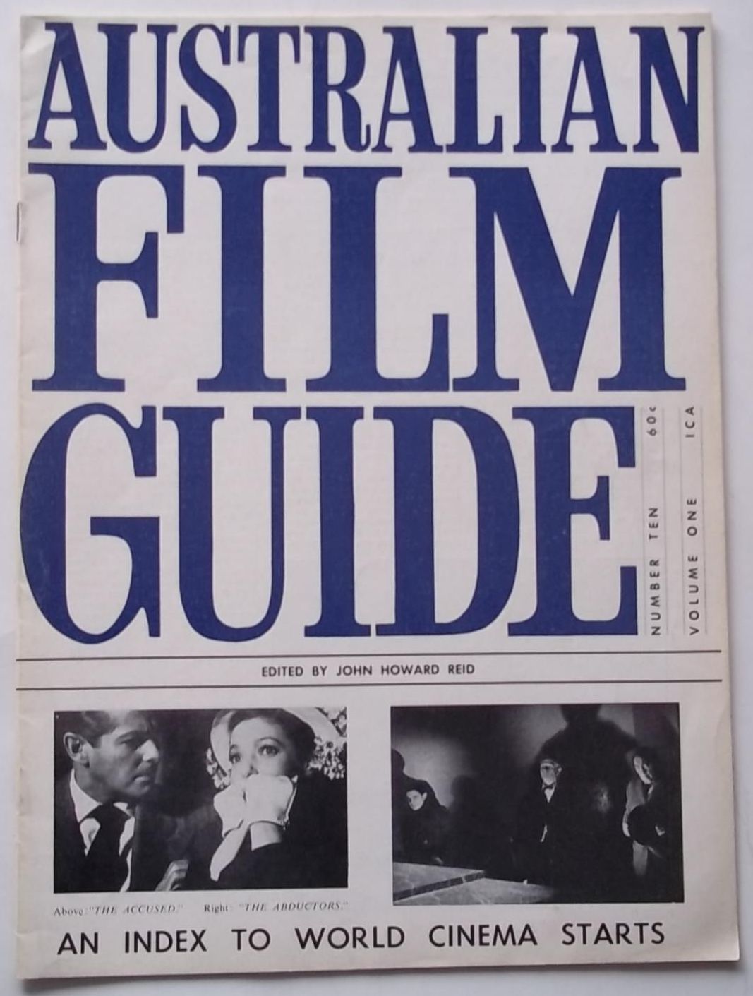 AUSTRALIAN FILM GUIDE magazine side cover Issue 10  1968