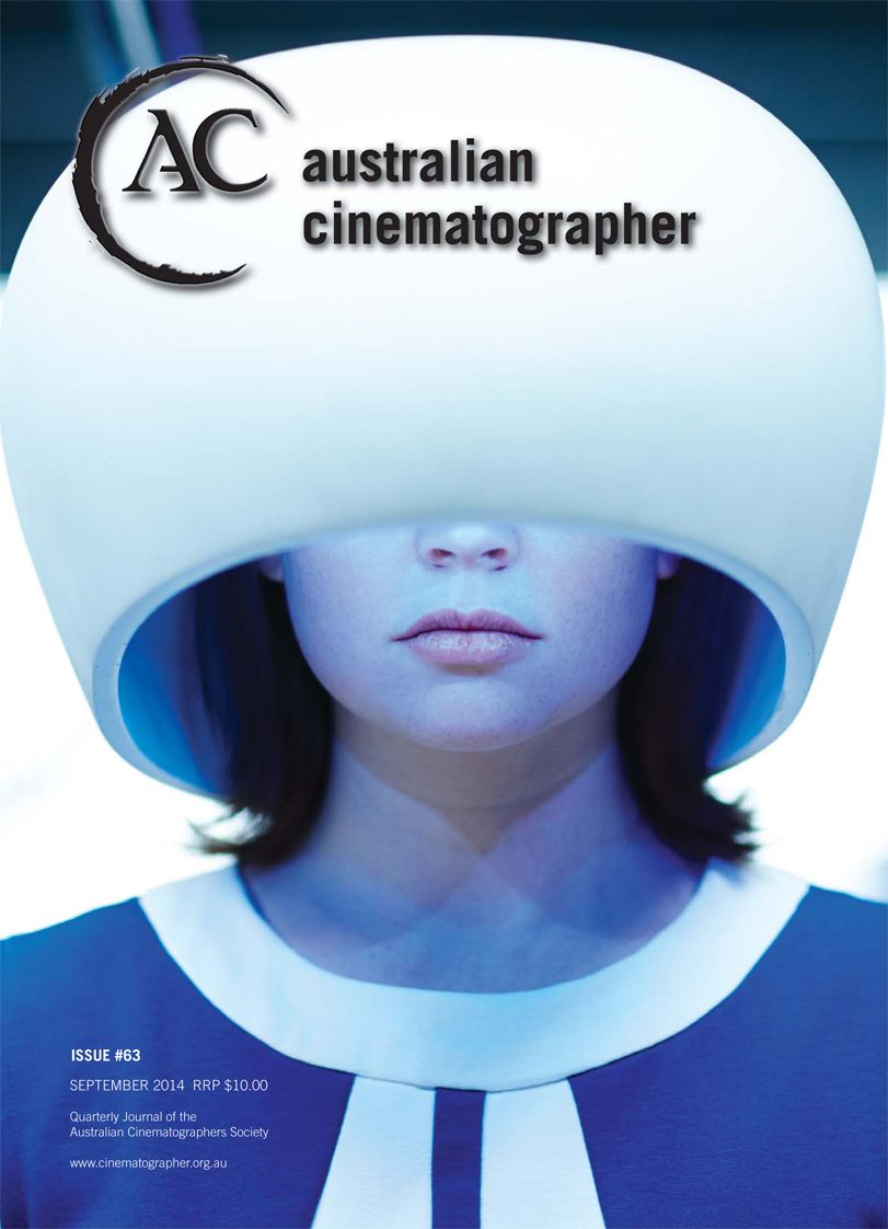 AUSTRALIAN CINEMATOGRAPHER magazine side cover Issue 63  September 2014