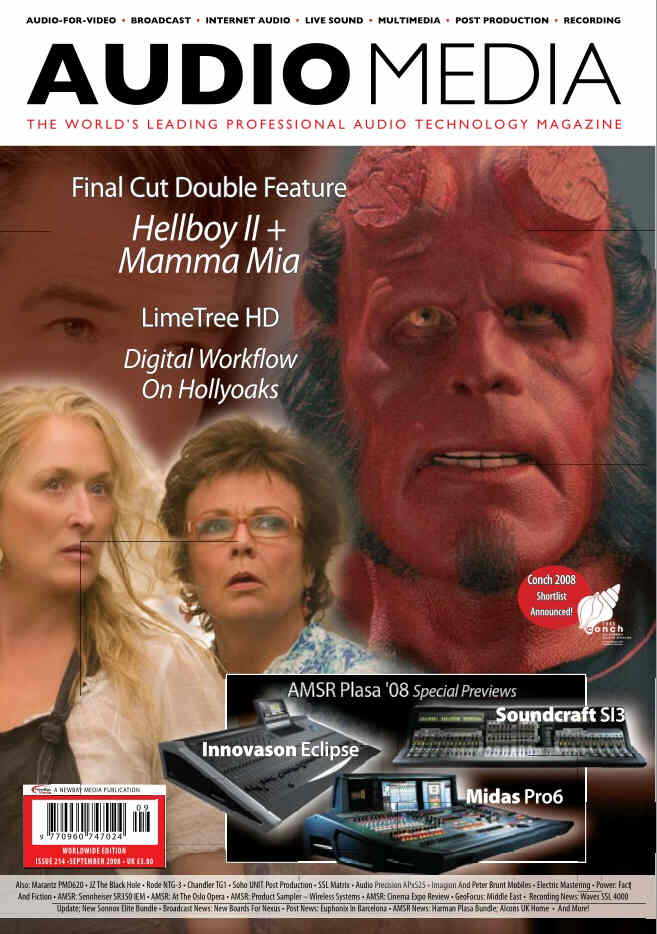 AUDIO MEDIA magazine side cover Issue 214 September 2008