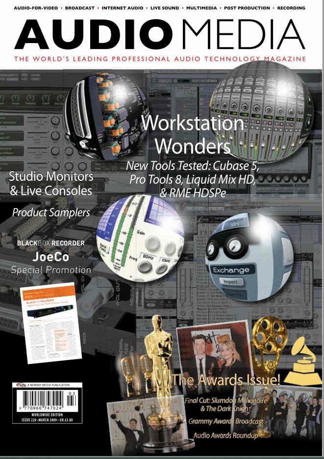 AUDIO MEDIA magazine side cover Issue 220 March 2009