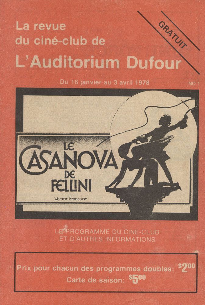 AUDITORIUM DUFOUR | L magazine side cover Issue 1 January-April 1978