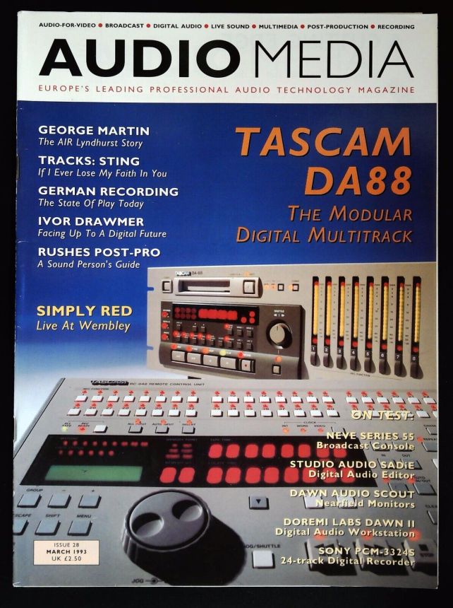 AUDIO MEDIA magazine side cover Issue 28  March 1993