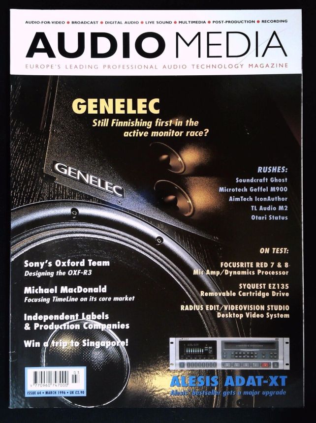 AUDIO MEDIA magazine side cover Issue 64  March 1996