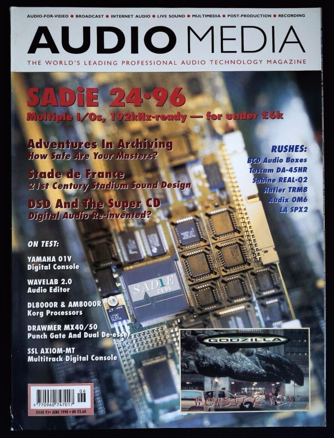 AUDIO MEDIA magazine side cover Issue 91  June 1998