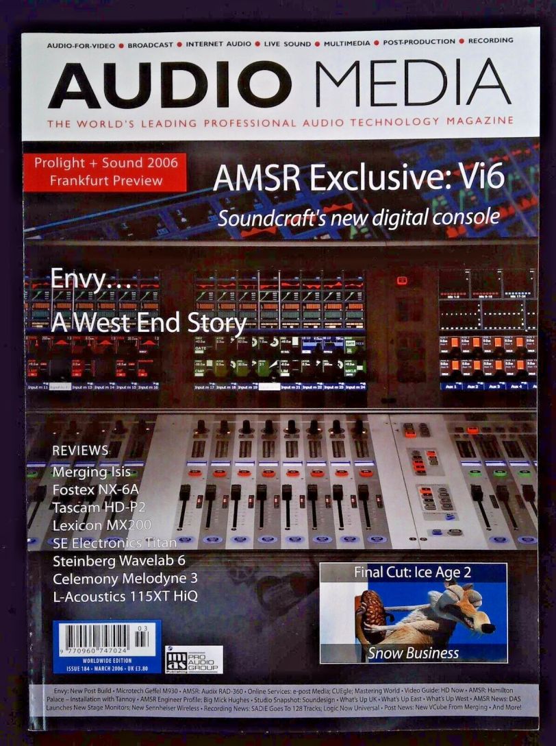 AUDIO MEDIA magazine side cover Issue 184  March 2006