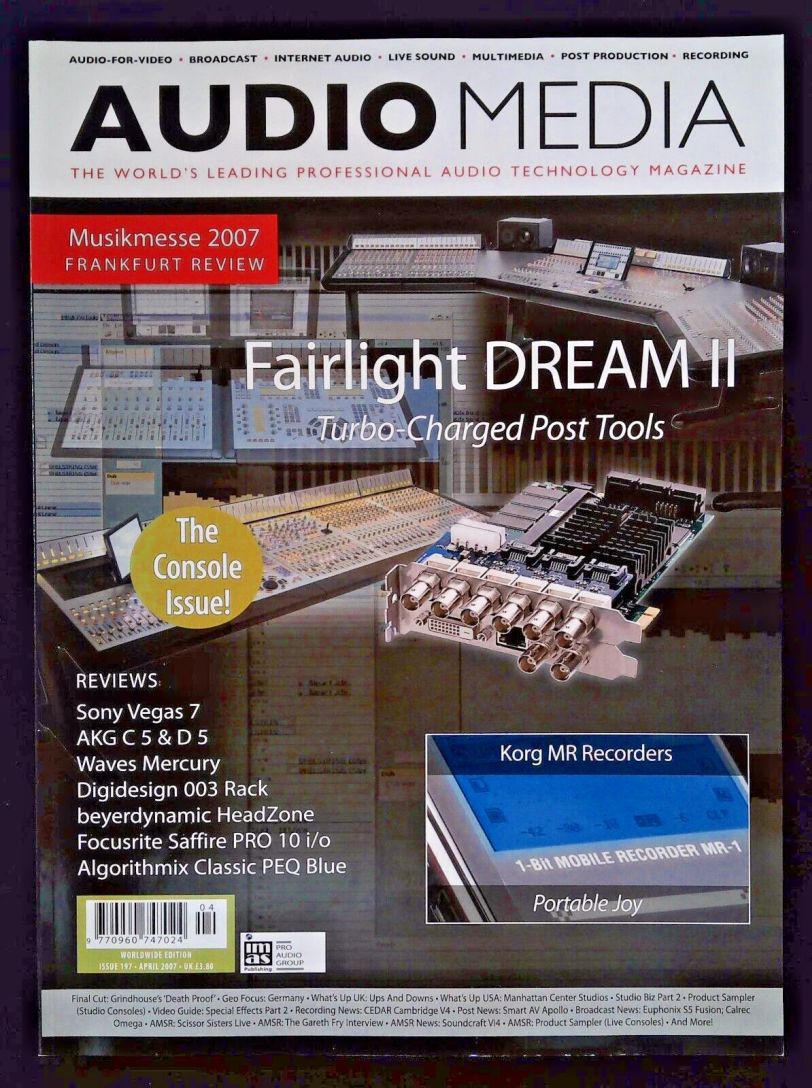 AUDIO MEDIA magazine side cover Issue 197  April 2007