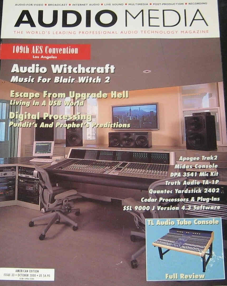 AUDIO MEDIA (USA) magazine side cover Issue 33 October 2000