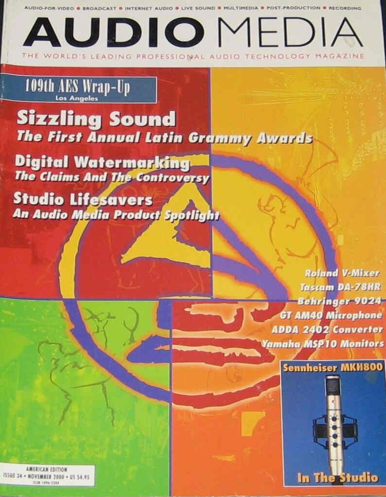 AUDIO MEDIA (USA) magazine side cover Issue 34 November 2000