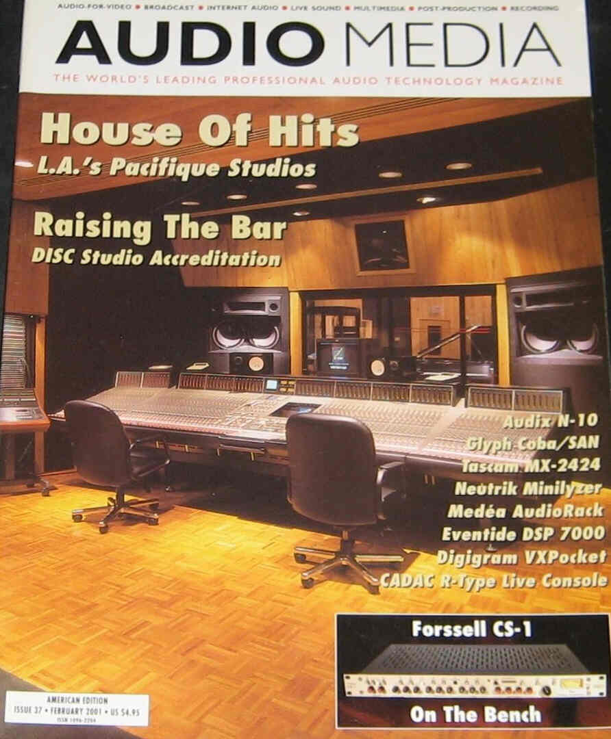 AUDIO MEDIA (USA) magazine side cover Issue 37 February 2001