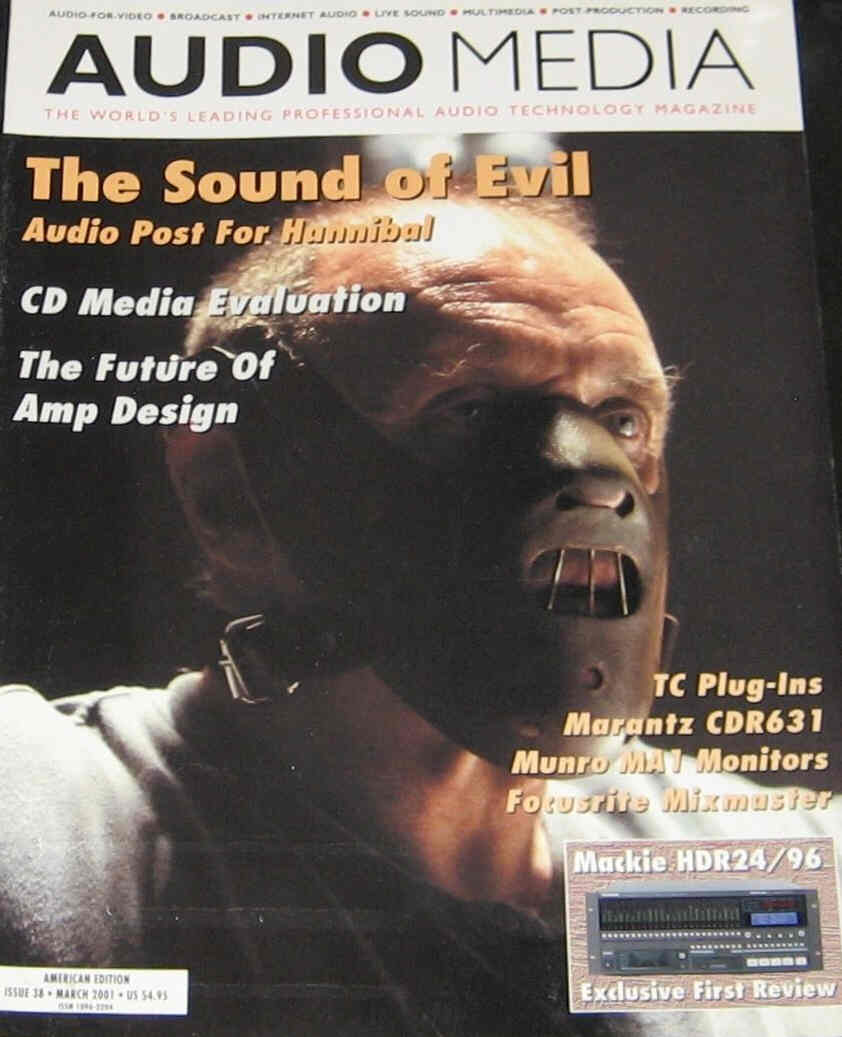 AUDIO MEDIA (USA) magazine side cover Issue 38 March 2001