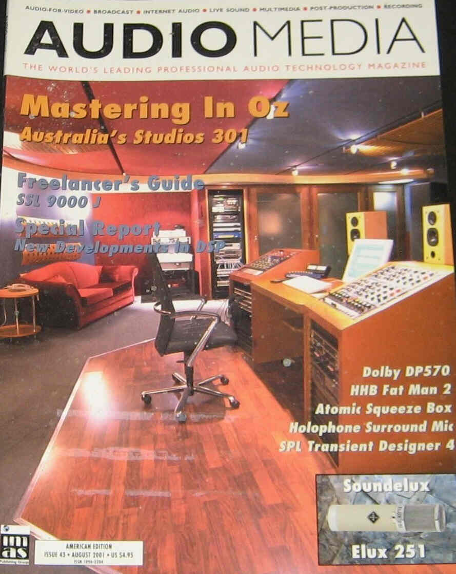 AUDIO MEDIA (USA) magazine side cover Issue 43 August 2001