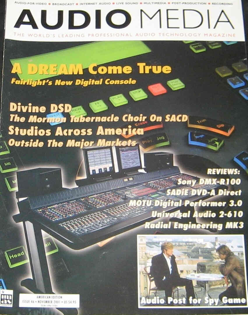 AUDIO MEDIA (USA) magazine side cover Issue 46 November 2001
