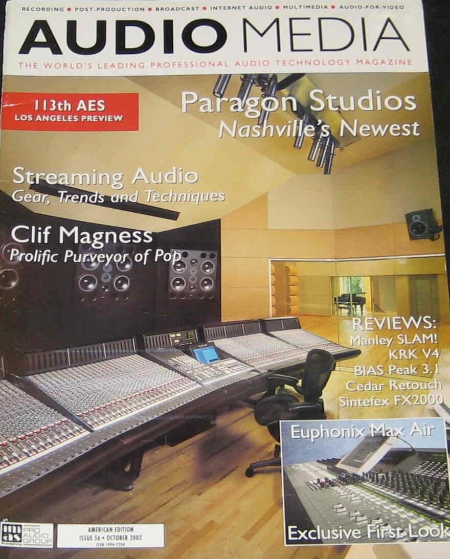 AUDIO MEDIA (USA) magazine side cover Issue 56 October 2002