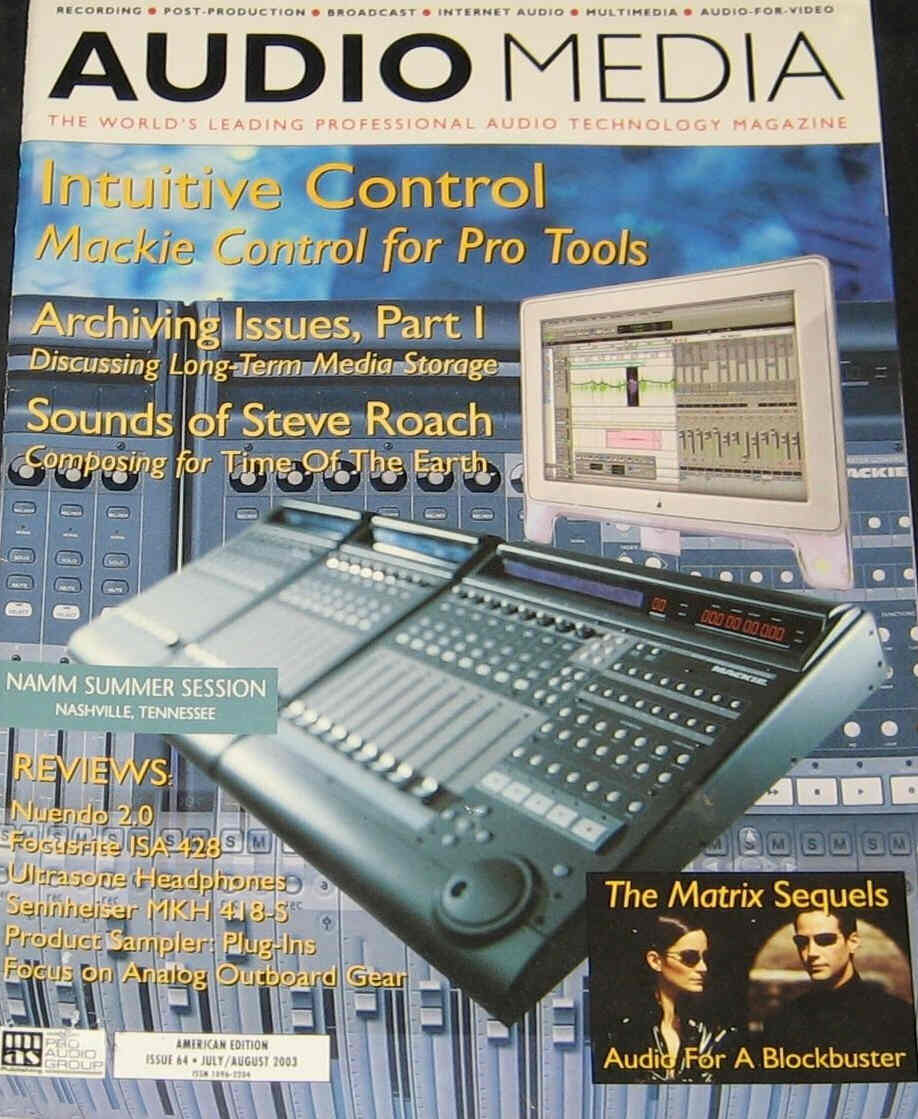 AUDIO MEDIA (USA) magazine side cover Issue 64 July/August 2003