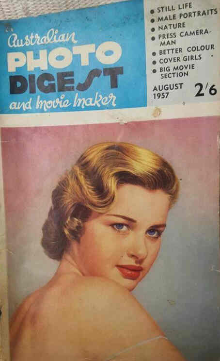 AUSTRALIAN PHOTO DIGEST AND MOVIE MAKER magazine side cover  August 1957