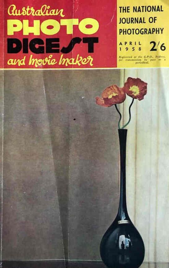 AUSTRALIAN PHOTO DIGEST AND MOVIE MAKER magazine side cover  April 1958