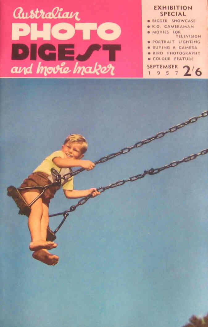 AUSTRALIAN PHOTO DIGEST AND MOVIE MAKER magazine side cover September 1957