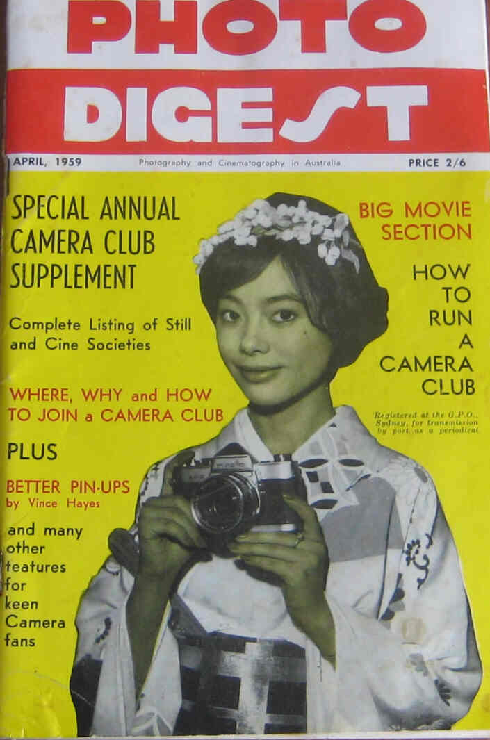 AUSTRALIAN PHOTO DIGEST AND MOVIE MAKER magazine side cover April 1959