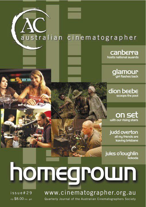AUSTRALIAN CINEMATOGRAPHER magazine side cover Issue 29 March 2006