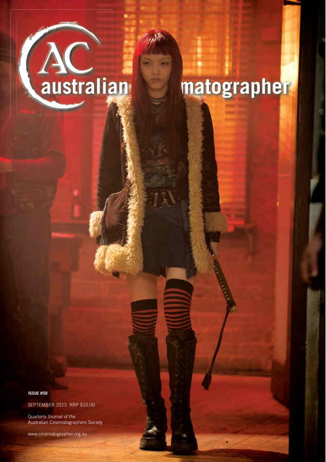 AUSTRALIAN CINEMATOGRAPHER magazine side cover Issue 59 September 2013