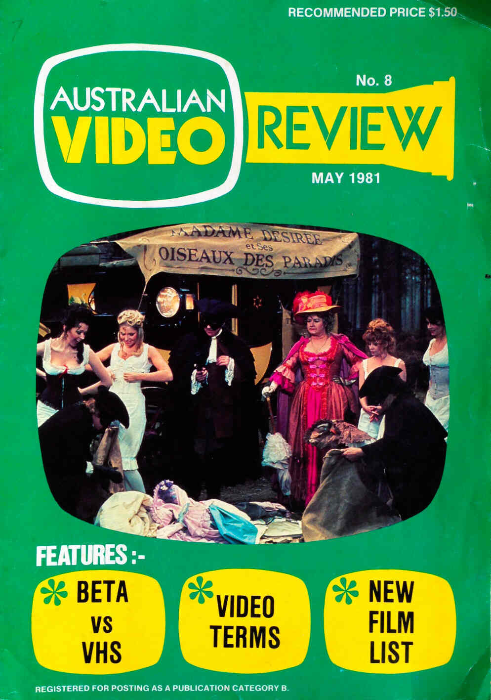 AUSTRALIAN VIDEO REVIEW magazine side cover Issue 8 May 1981