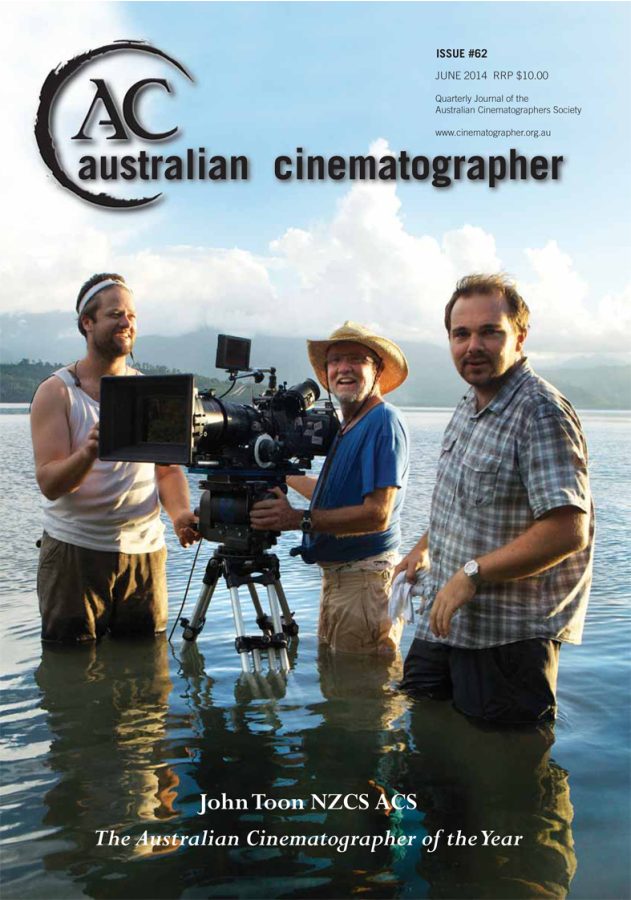 AUSTRALIAN CINEMATOGRAPHER magazine side cover Issue 62 June 2014