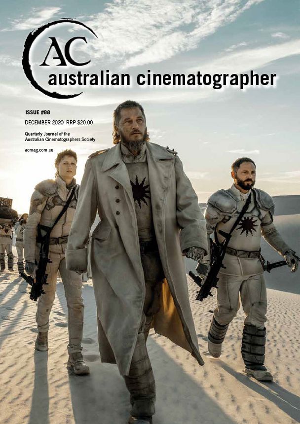 AUSTRALIAN CINEMATOGRAPHER magazine side cover Issue 88  December 2020
