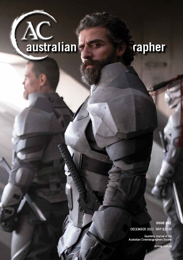 AUSTRALIAN CINEMATOGRAPHER magazine side cover Issue 92  December 2021