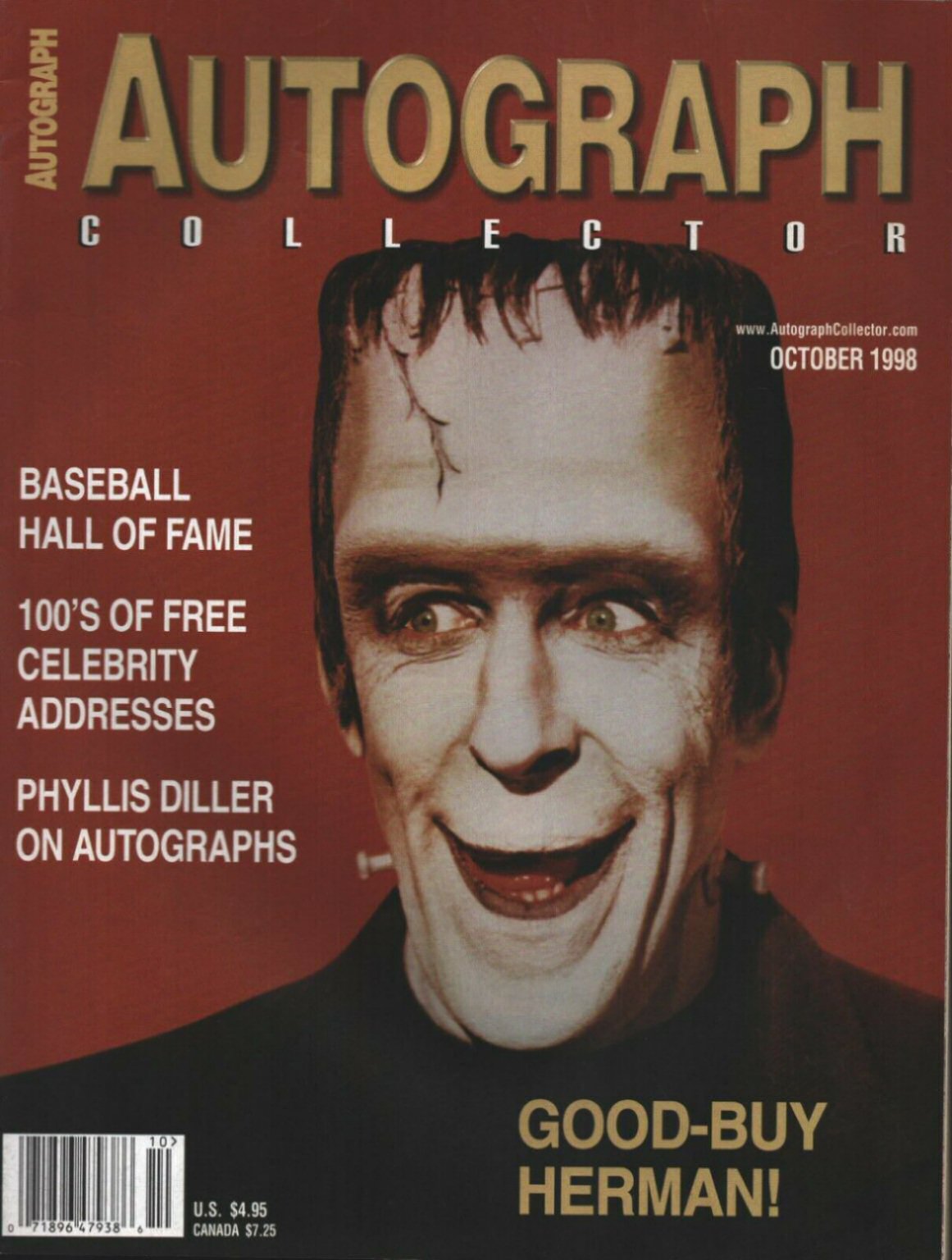 AUTOGRAPH COLLECTOR magazine side cover  October 1998