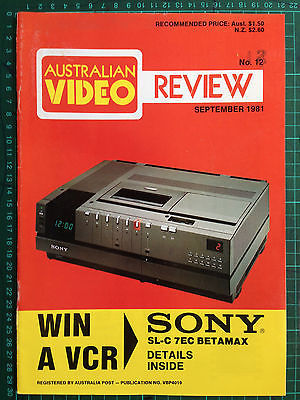 AUSTRALIAN VIDEO REVIEW magazine side cover  Vol 1 No  12  September 1981