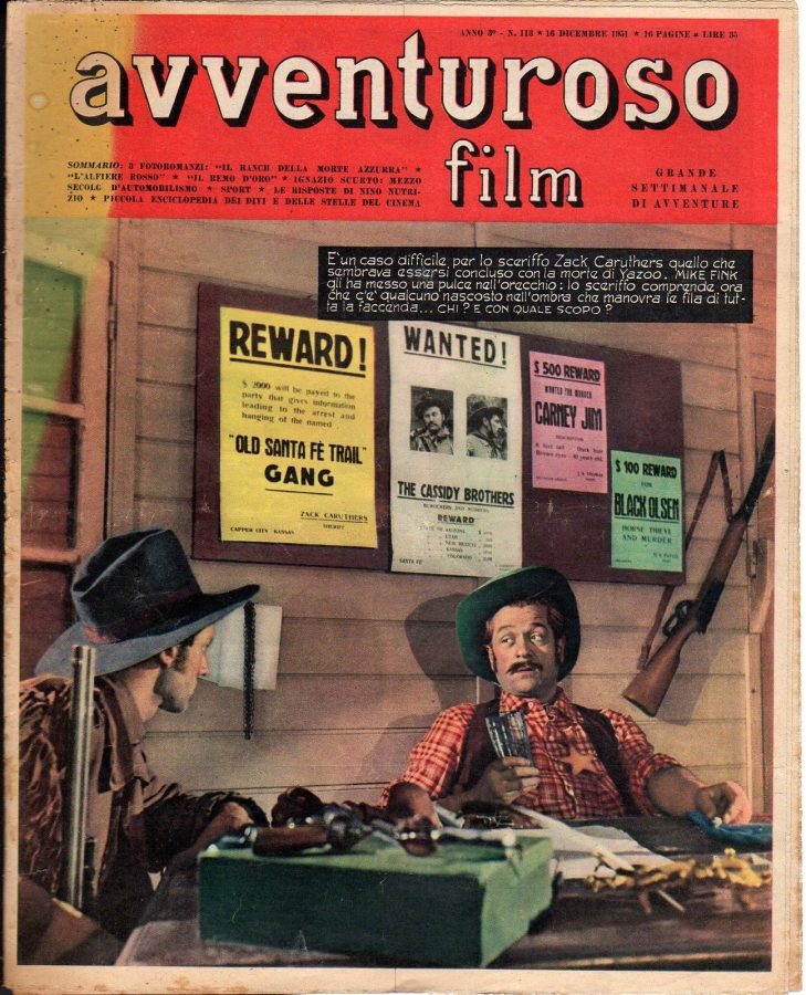 AVVENTUROSO FILM magazine side cover Issue 113 16 December 1951