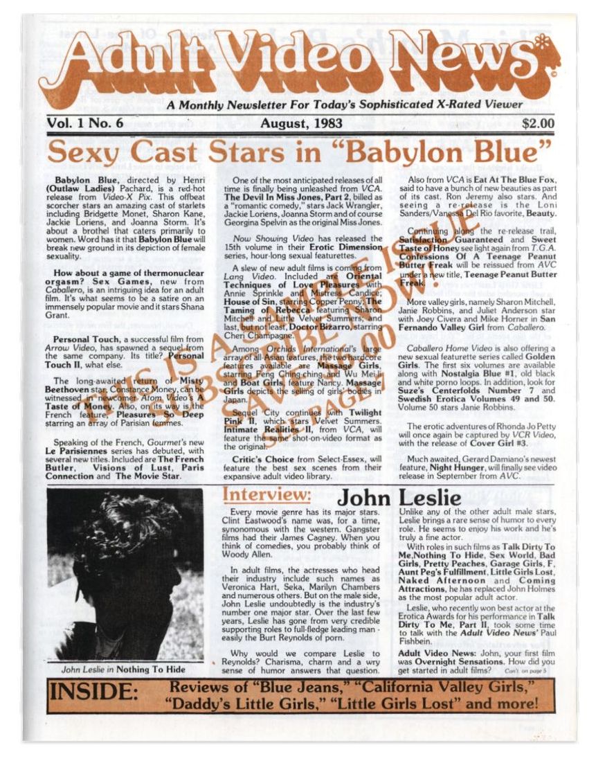 AVN magazine side cover  August 1983