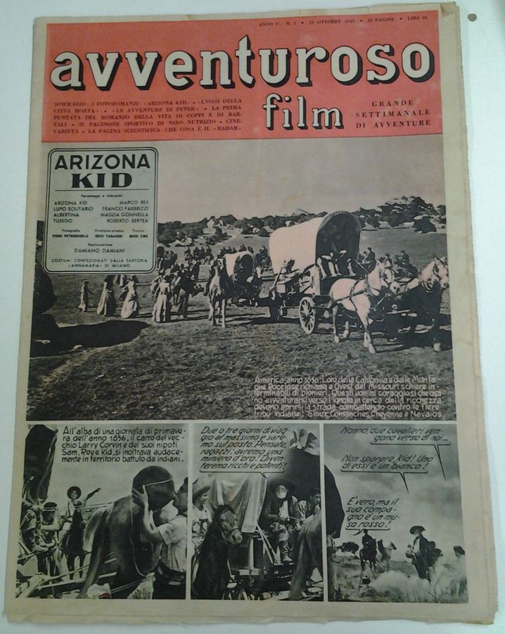 AVVENTUROSO FILM magazine side cover Issue 1 23 October 1949