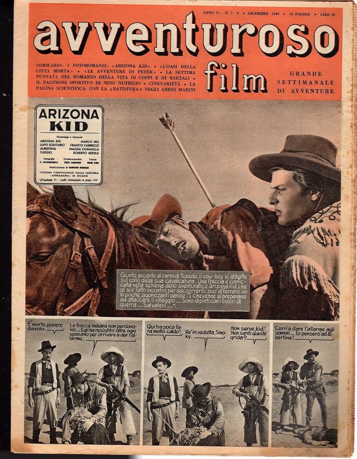 AVVENTUROSO FILM magazine side cover Issue 7 4 December 1949