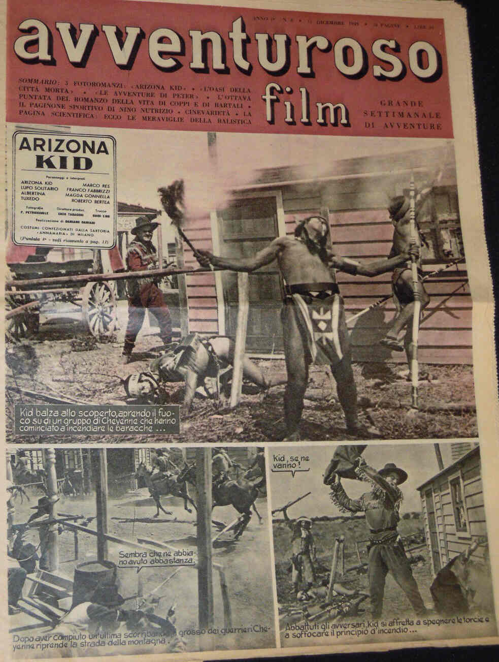 AVVENTUROSO FILM magazine side cover Issue 8 11 December 1949