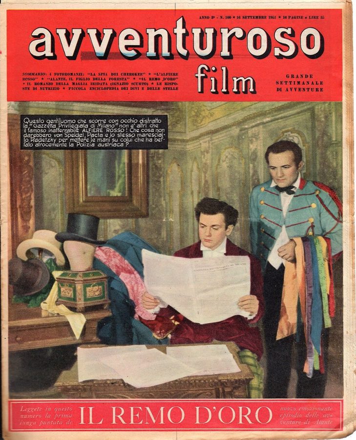 AVVENTUROSO FILM magazine side cover Issue 100 16 September 1951
