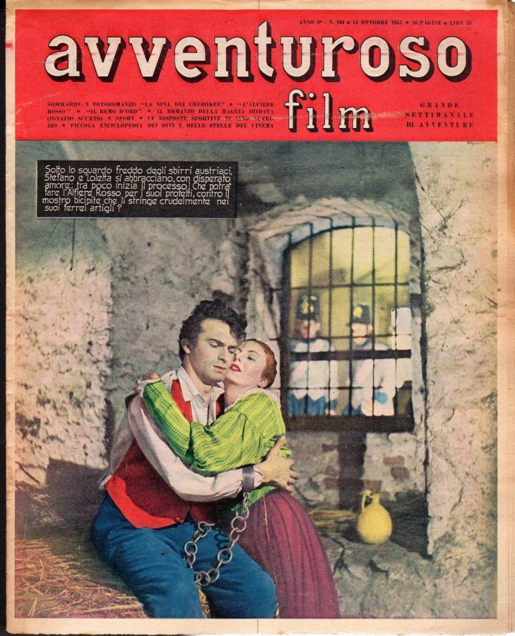 AVVENTUROSO FILM magazine side cover Issue 104 14 October 1951