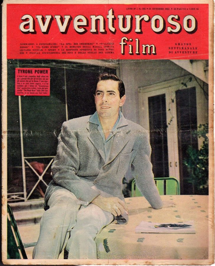 AVVENTUROSO FILM magazine side cover Issue 105 21 October 1951
