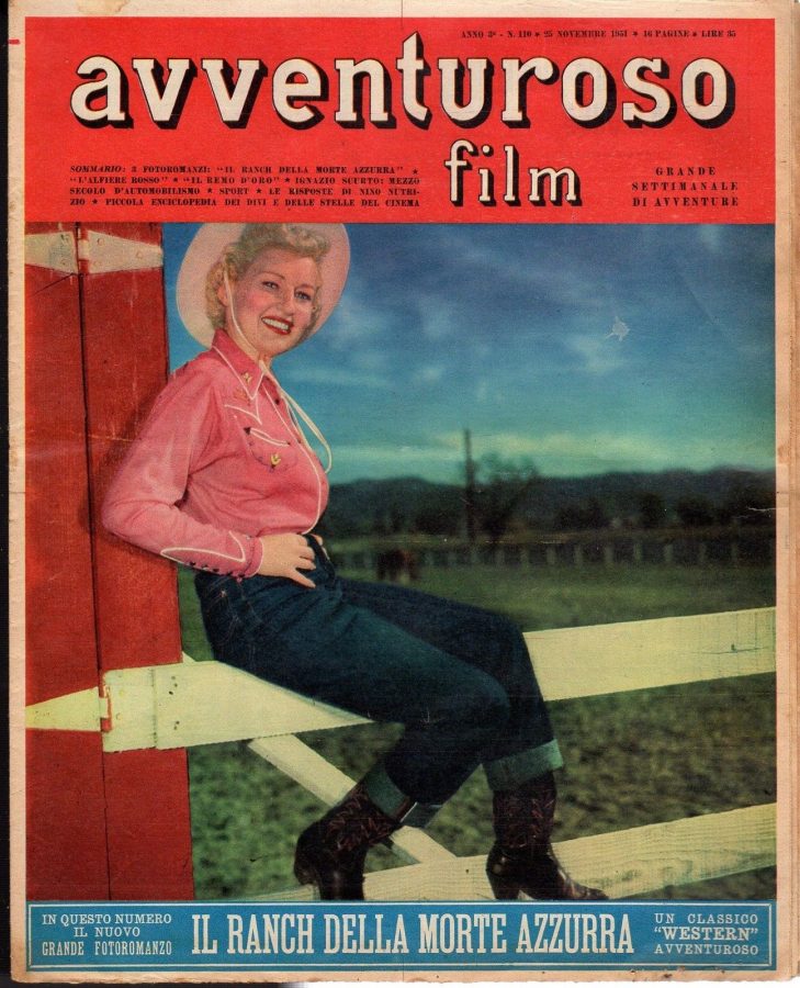 AVVENTUROSO FILM magazine side cover Issue 110 25 November 1951
