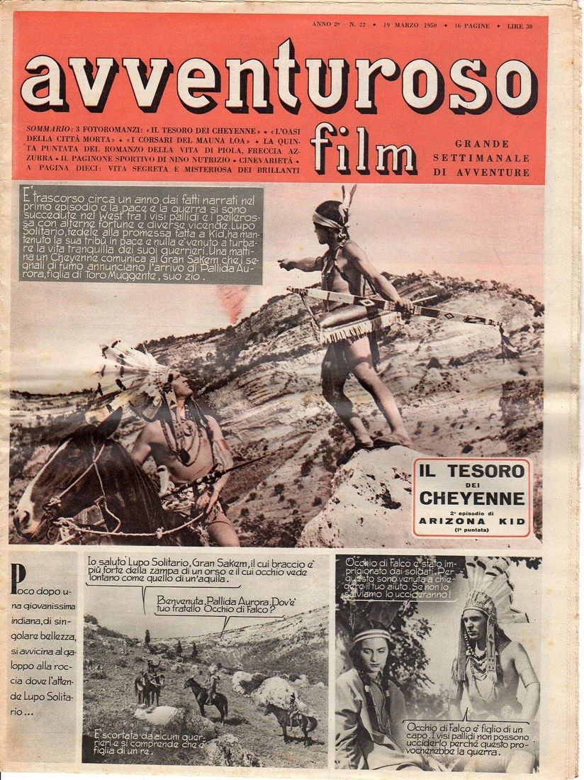 AVVENTUROSO FILM magazine side cover Issue 22 19 March 1950