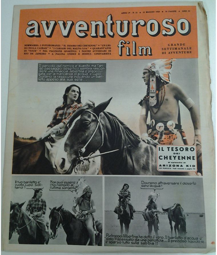 AVVENTUROSO FILM magazine side cover Issue 31 21 May 1950