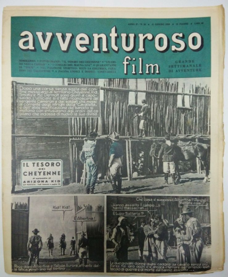 AVVENTUROSO FILM magazine side cover Issue 36 25 June 1950