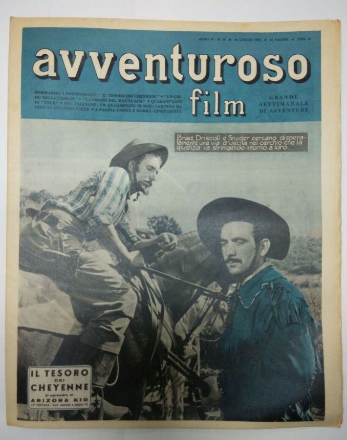 AVVENTUROSO FILM magazine side cover Issue 39 16 July 1950