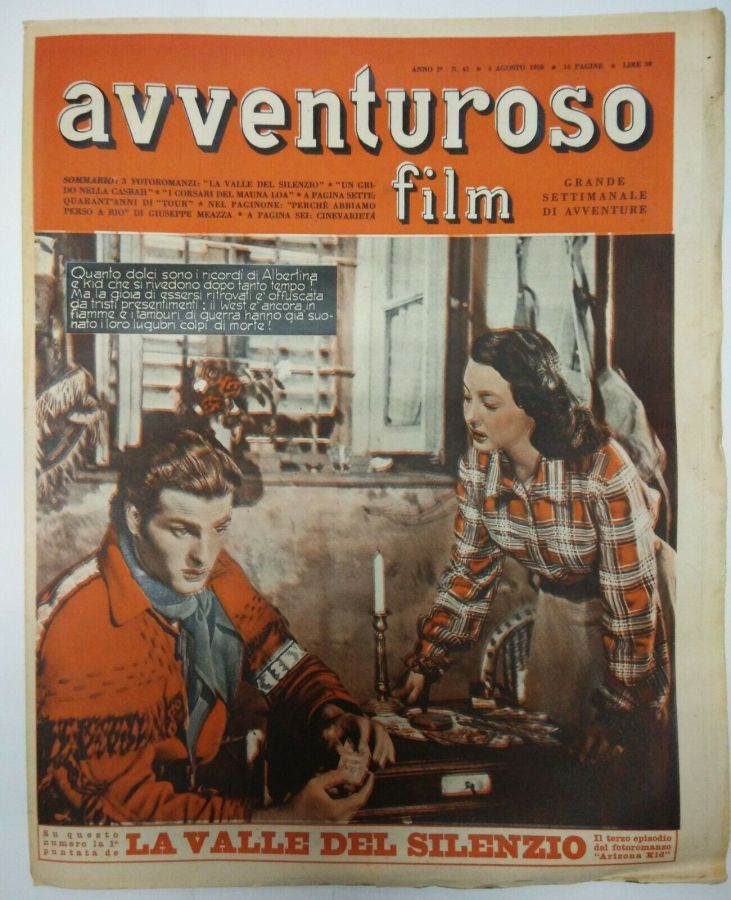 AVVENTUROSO FILM magazine side cover Issue 42 6 August 1950