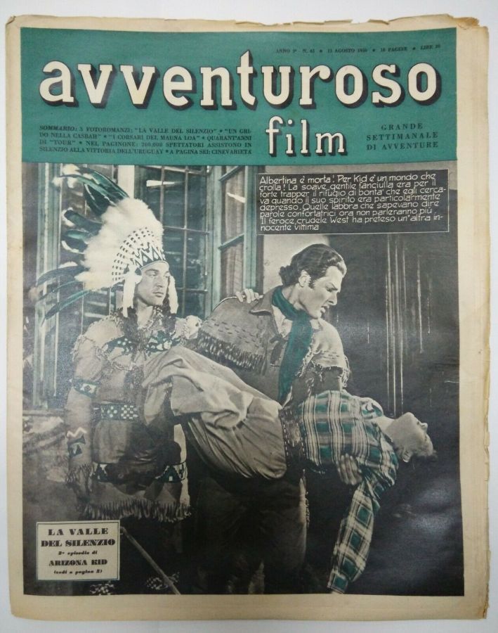 AVVENTUROSO FILM magazine side cover Issue 43 13 August 1950