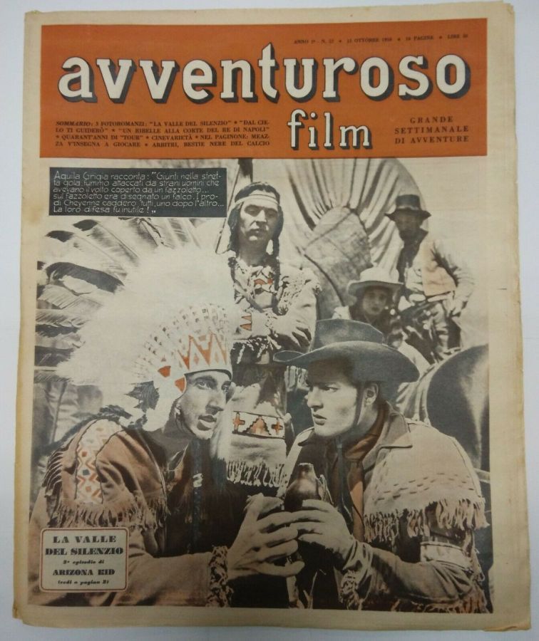 AVVENTUROSO FILM magazine side cover Issue 52 15 October 1950