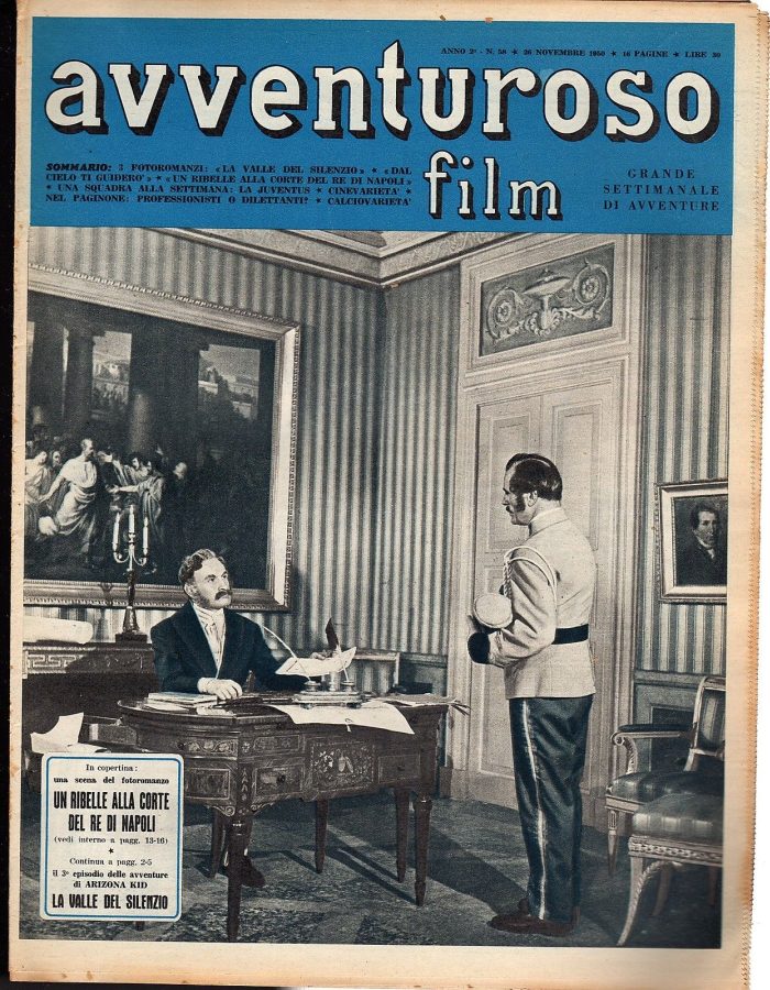 AVVENTUROSO FILM magazine side cover Issue 58 26 November 1950