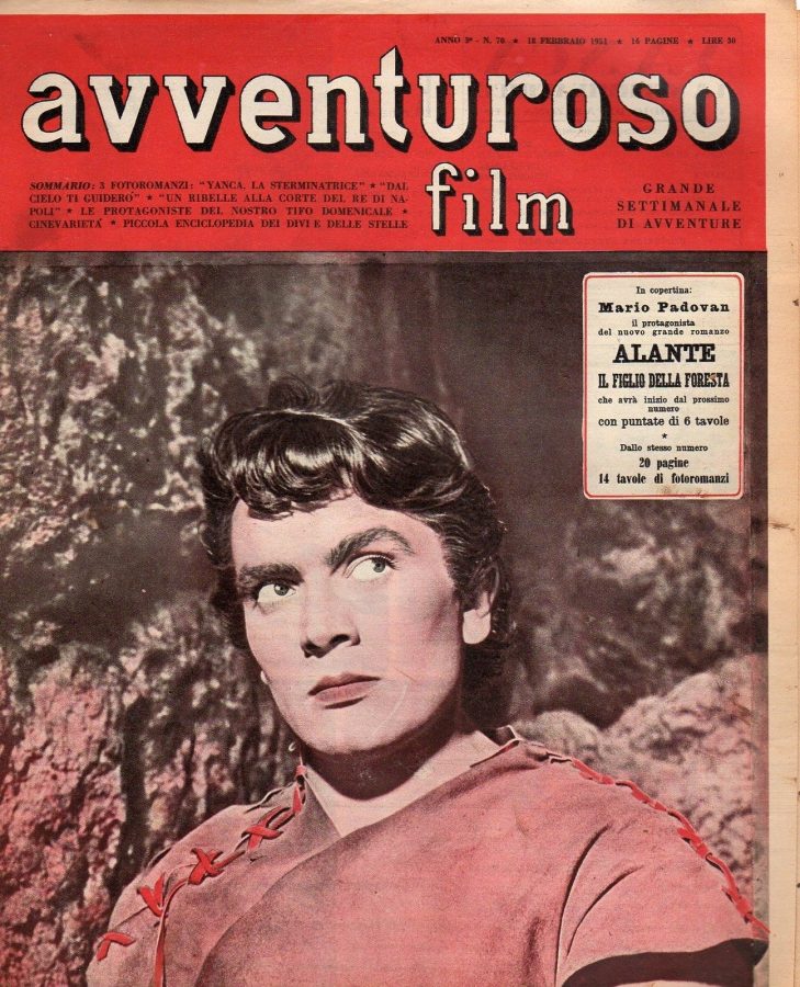 AVVENTUROSO FILM magazine side cover Issue 70 18 February 1951