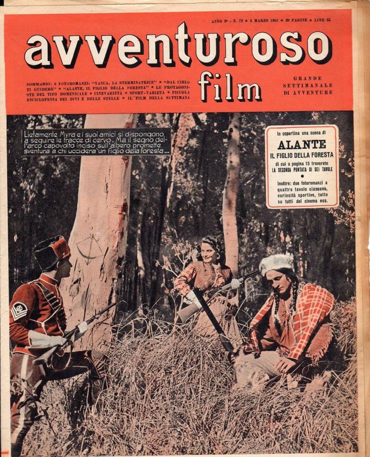 AVVENTUROSO FILM magazine side cover Issue 72 4 March 1951